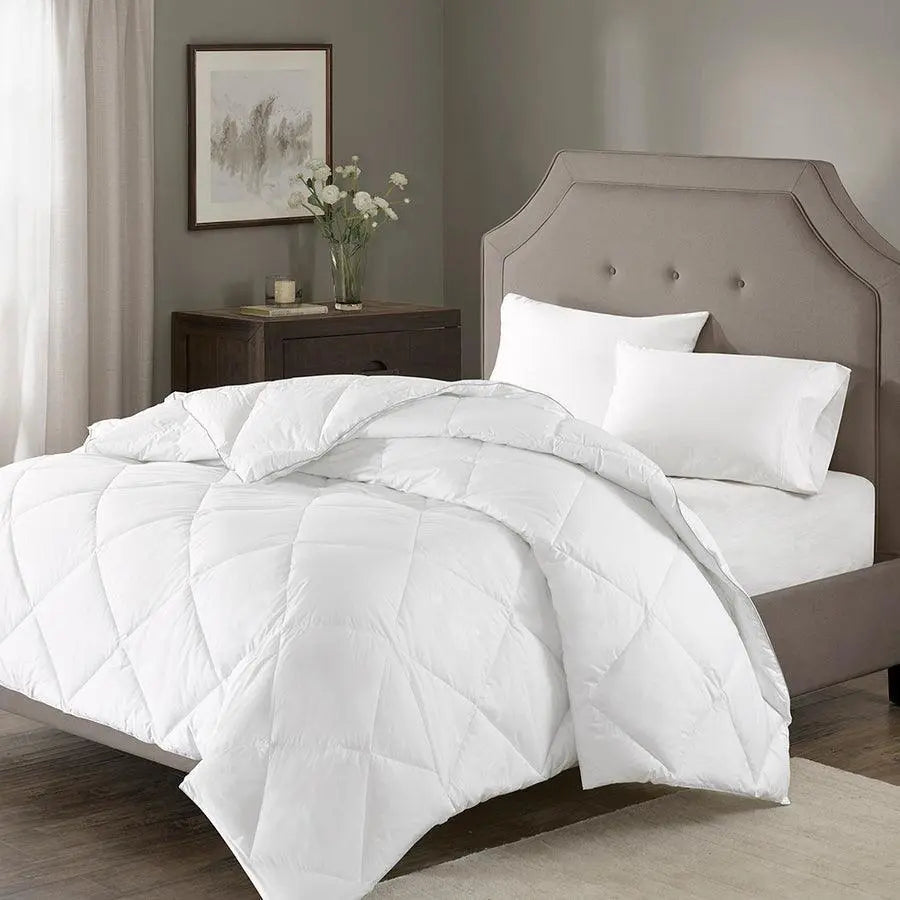 1000 TC Cotton Rich 90 " W Quilted Down Alt Comforter White Full/Queen