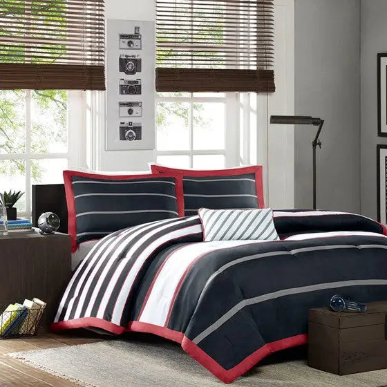 Comforter Set Red/Black Cal King
