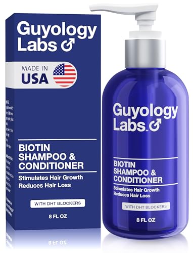 Hair Growth Shampoo For Men - With Conditioner for Thinning Hair - Natural DHT Blockers To Reduce Hair Loss - Biotin and Keratin Best for Growth and Thickening - Made in USA by Guyology Labs