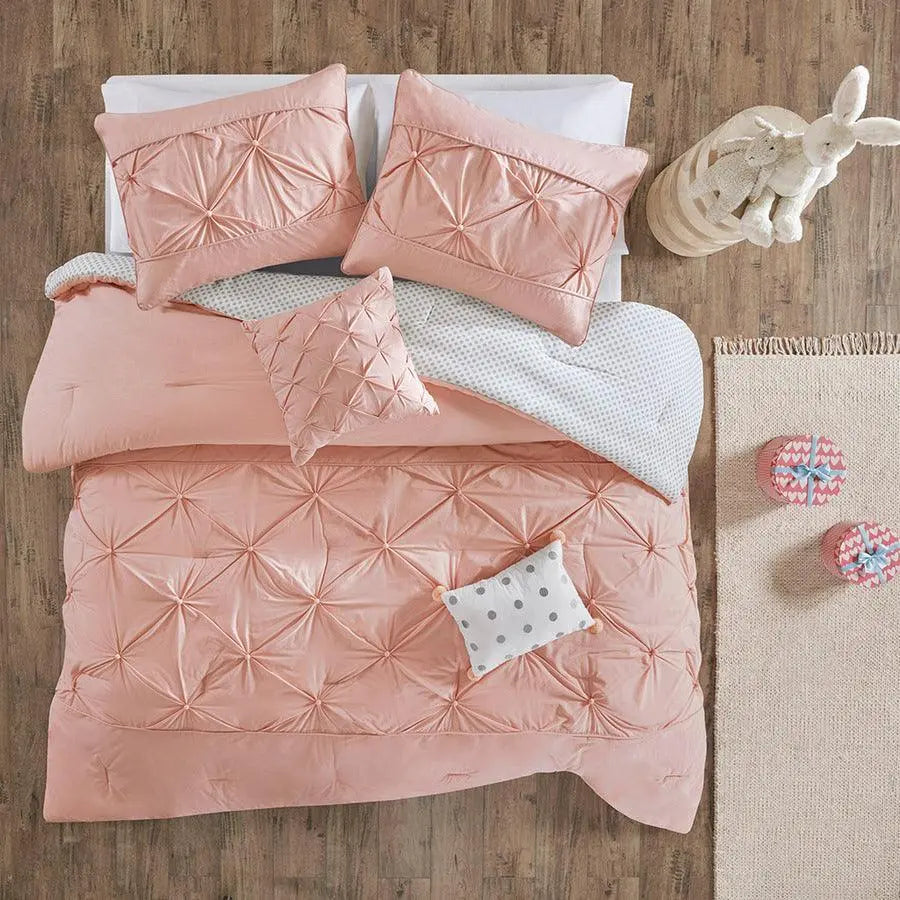 Aurora Casual Cotton Reversible Comforter Set Blush Twin