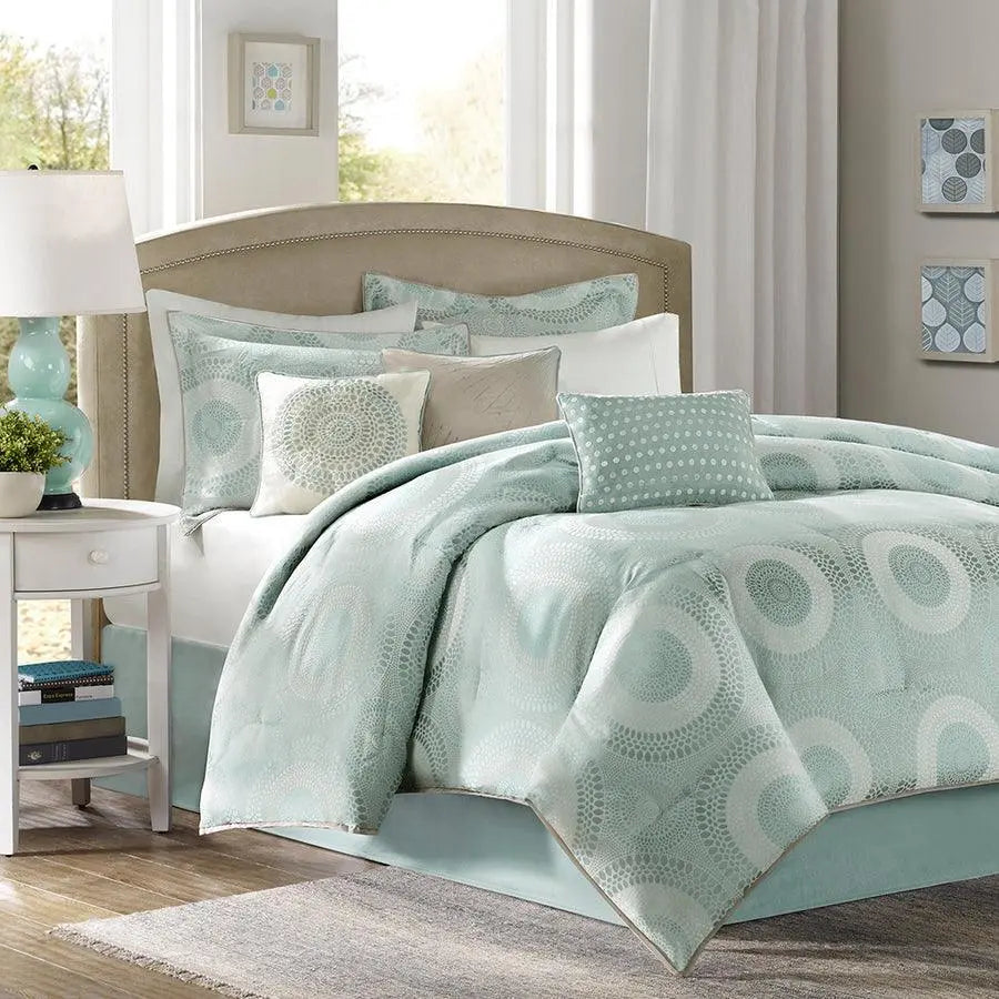 Baxter King 7 Piece Comforter Set Blue