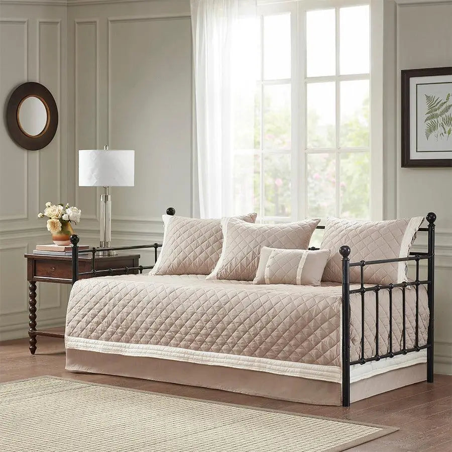 Breanna Daybed 6 Piece Cotton Daybed Cover Set Khaki