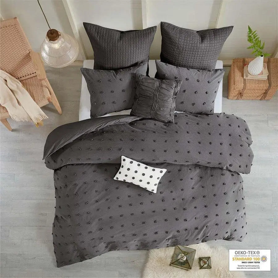 Brooklyn Modern Cotton Jacquard Comforter Set Charcoal King/Cal King