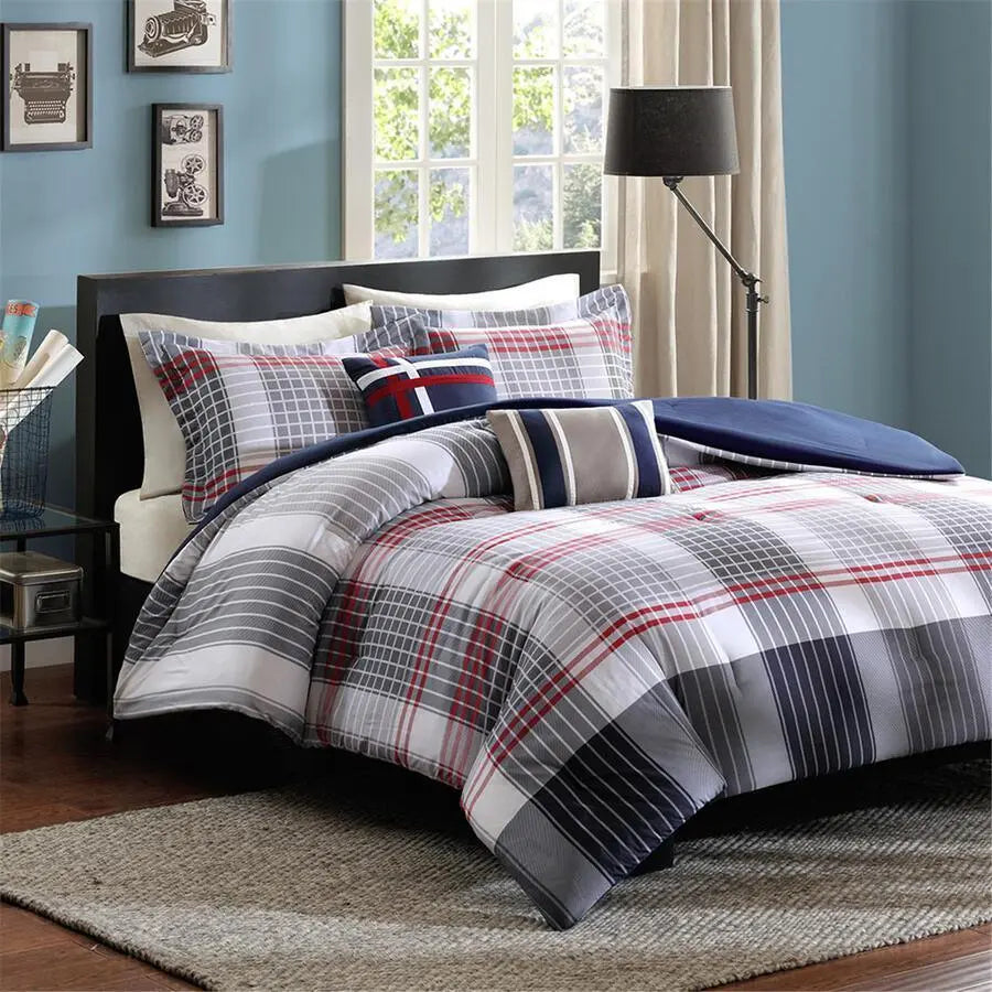Caleb Lodge/Cabin Comforter Set Blue Full/Queen