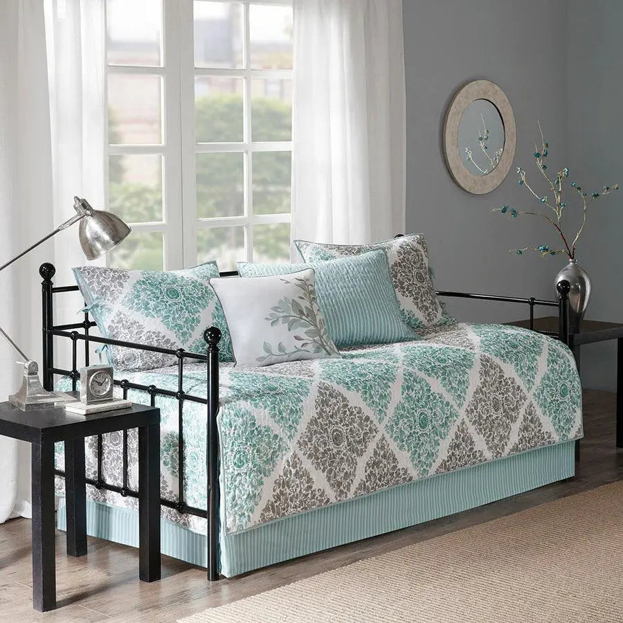 Claire Daybed 6 Piece Reversible Daybed Cover Set Aqua