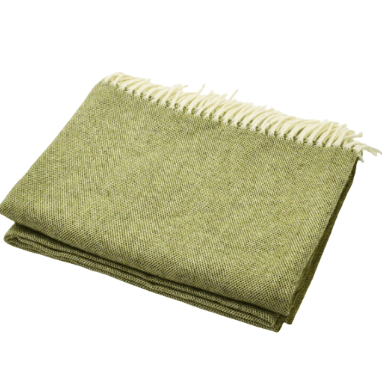 Green Merino Wool Fringed Throw Blanket