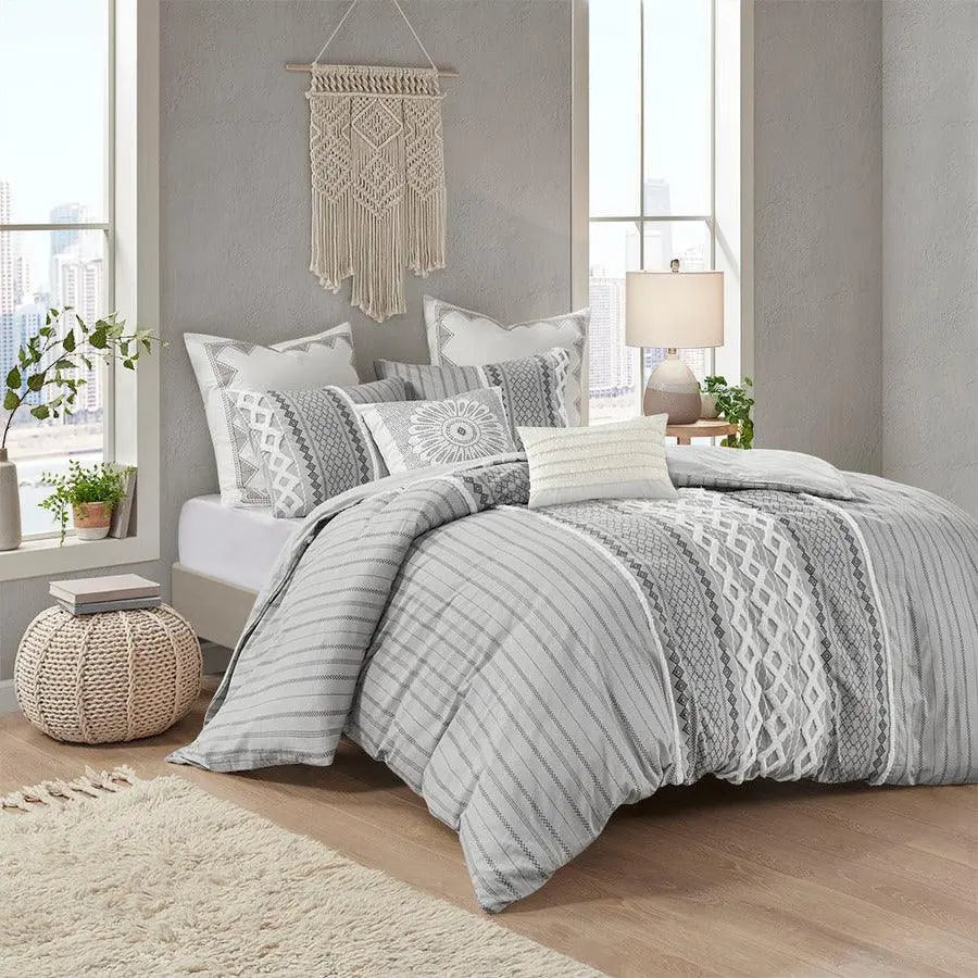 Imani Cotton Global Inspired Comforter Mini Set Gray King/Cal King