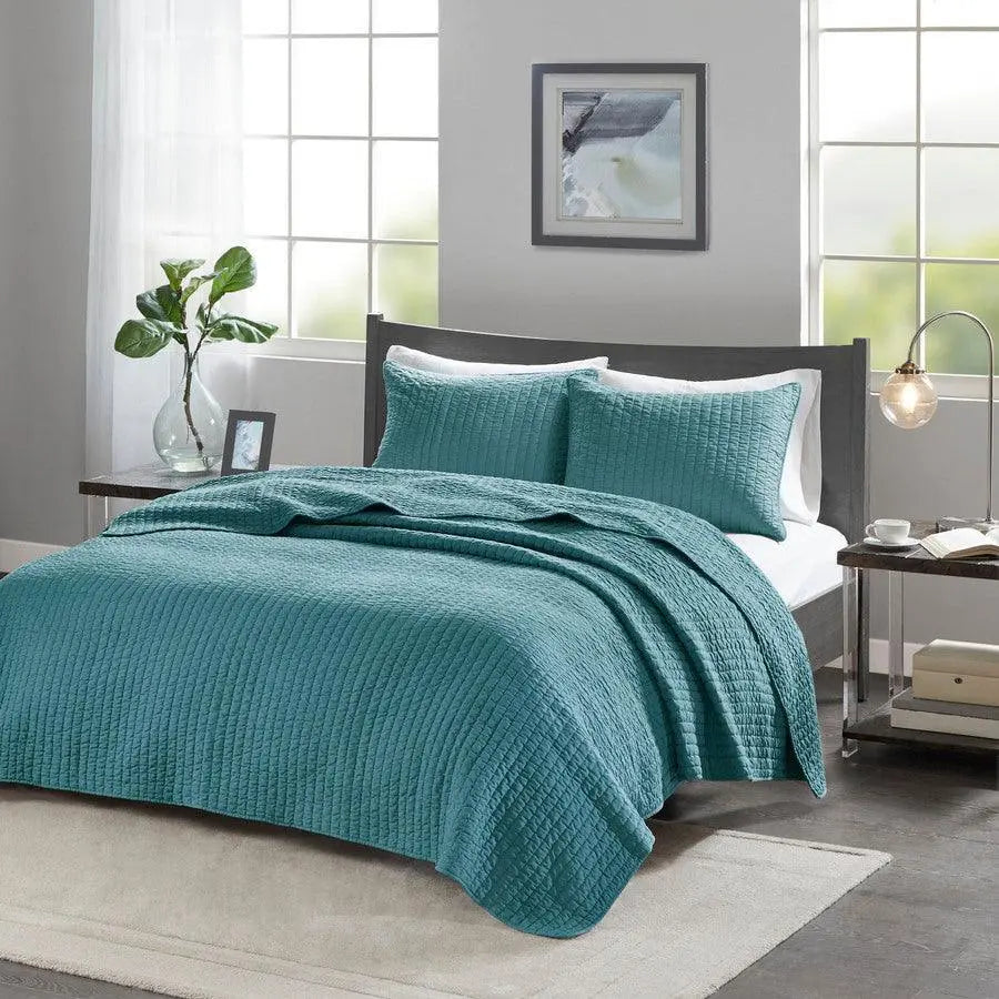 Keaton Full/Queen Reversible Coverlet Set Teal