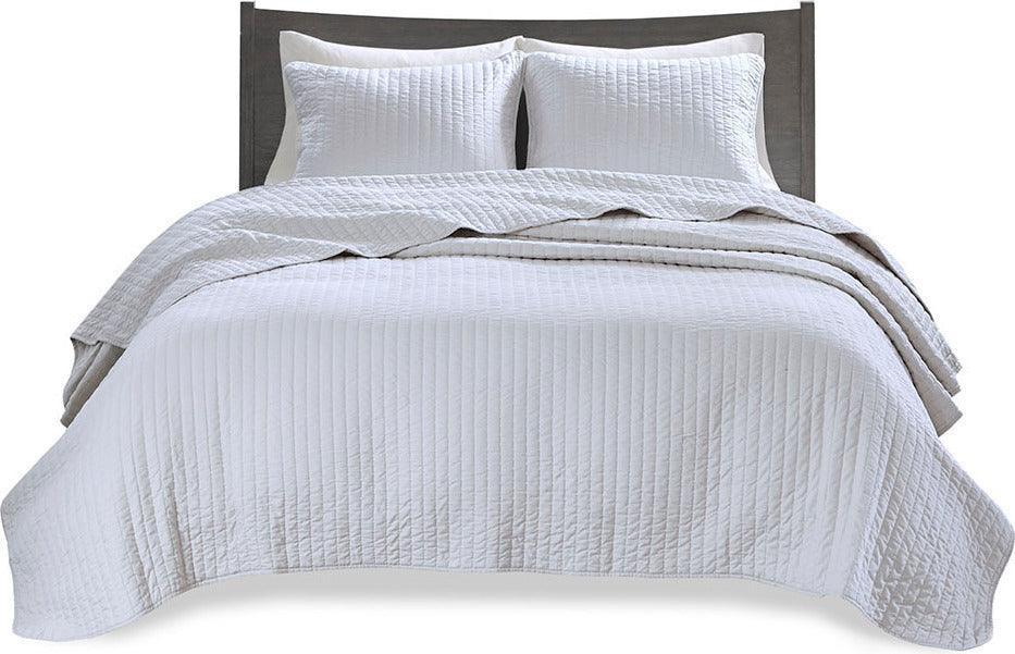 Keaton King Reversible Coverlet Set White