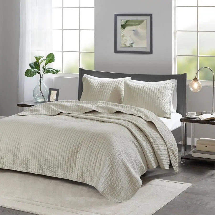 Keaton Twin/Twin XL Reversible Coverlet Set Cream