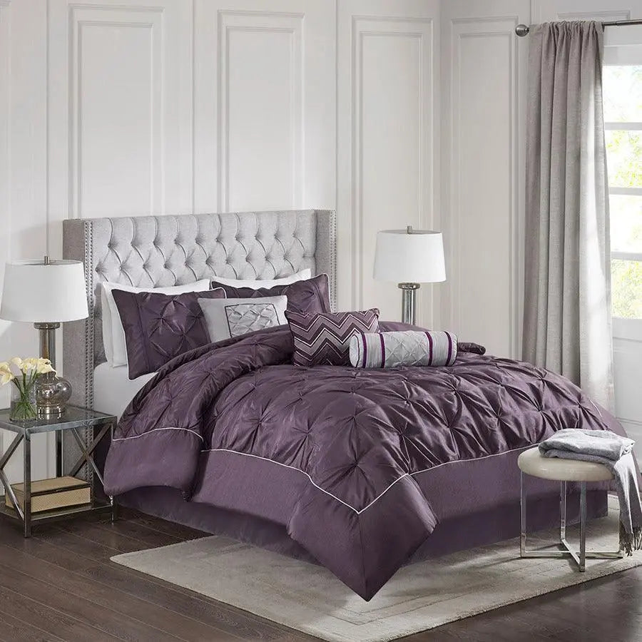 Laurel Global Inspired| 7 Piece Tufted Comforter Set Plum Queen