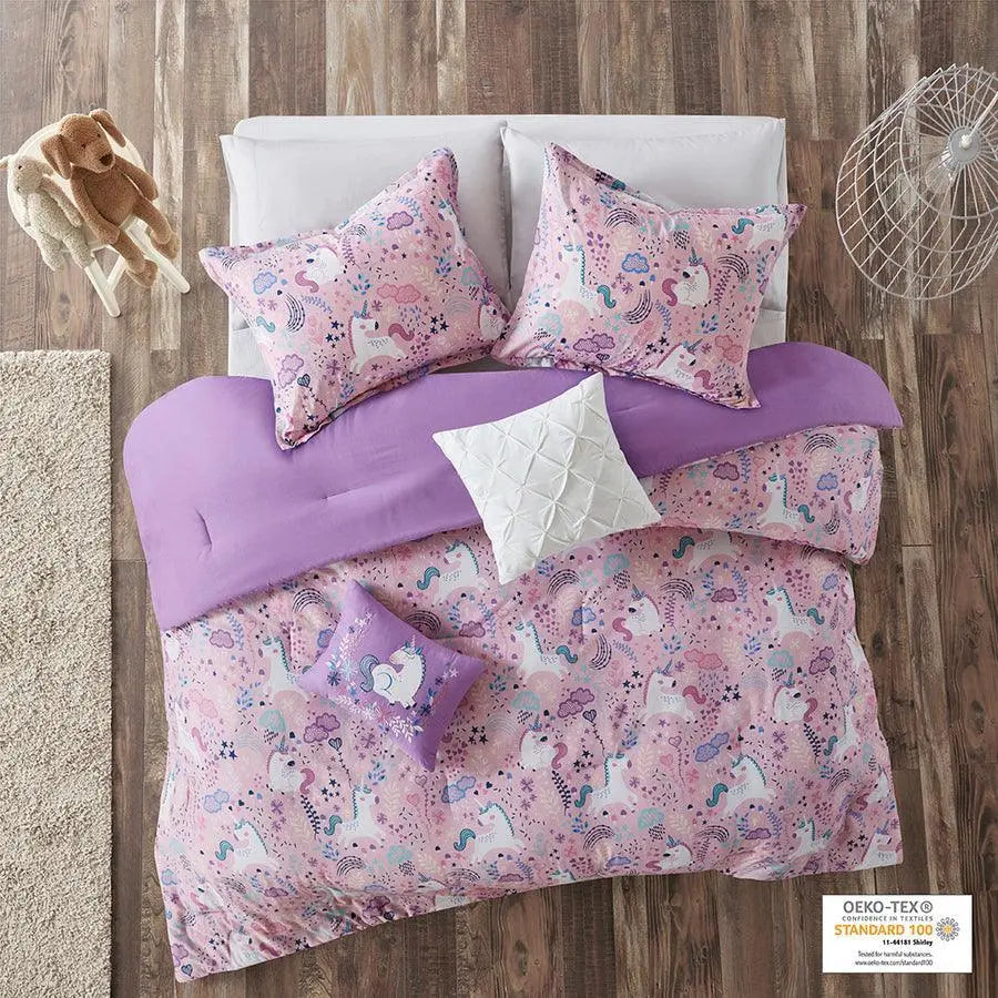Lola Full/Queen Unicorn Cotton Comforter Set Pink