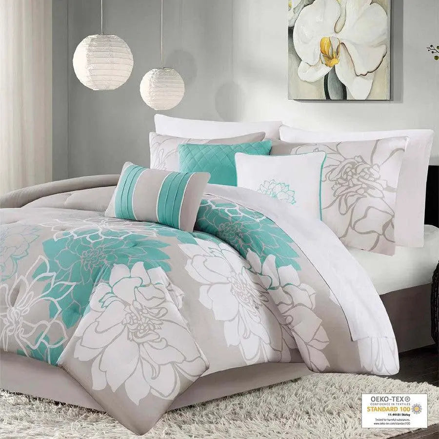 Lola King Comforter Set Aqua