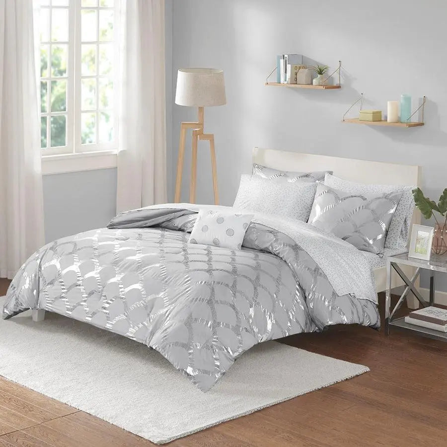Lorna Comforter and Sheet Set Gray Twin