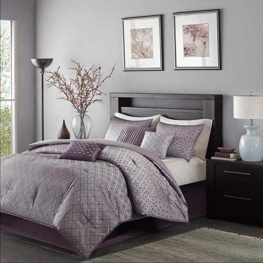 Madison Park 100% Polyester Jacquard 7pcs Comforter Purple