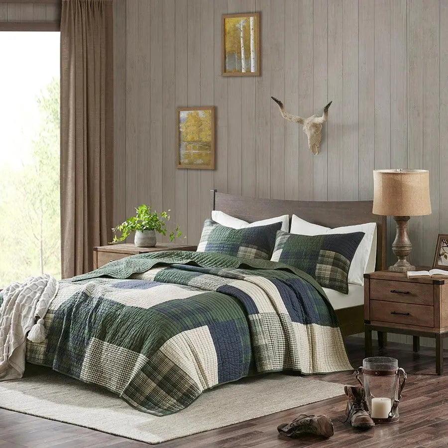 Mill Lodge/Cabin Creek Oversized Cotton Quilt Set King/ Cal King Green