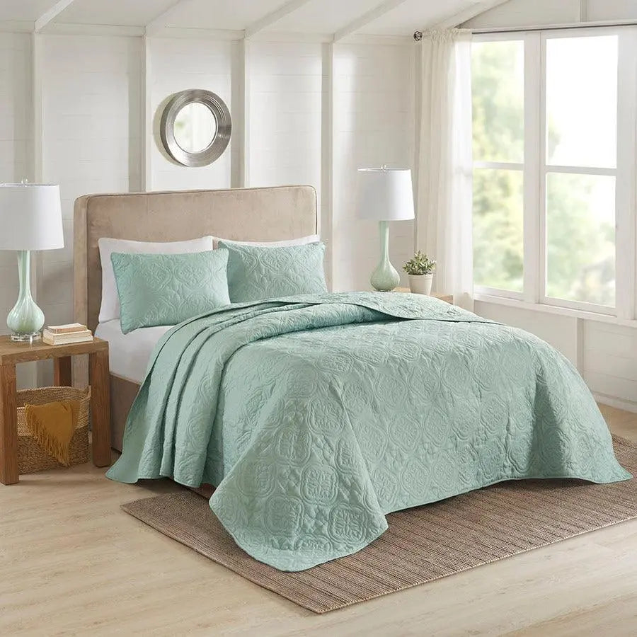 Oakley King/California King 3 Piece Reversible Bedspread Set Seafoam