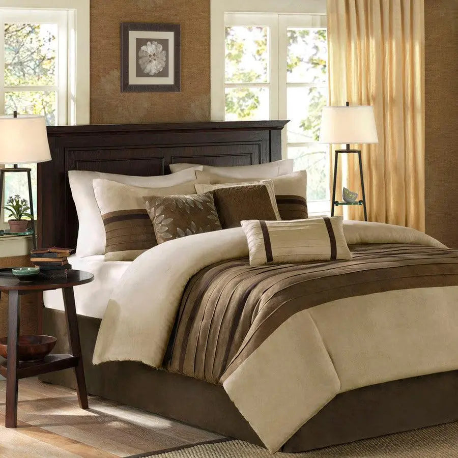 Palmer Traditional 7 Piece Comforter Set Natural Cal King