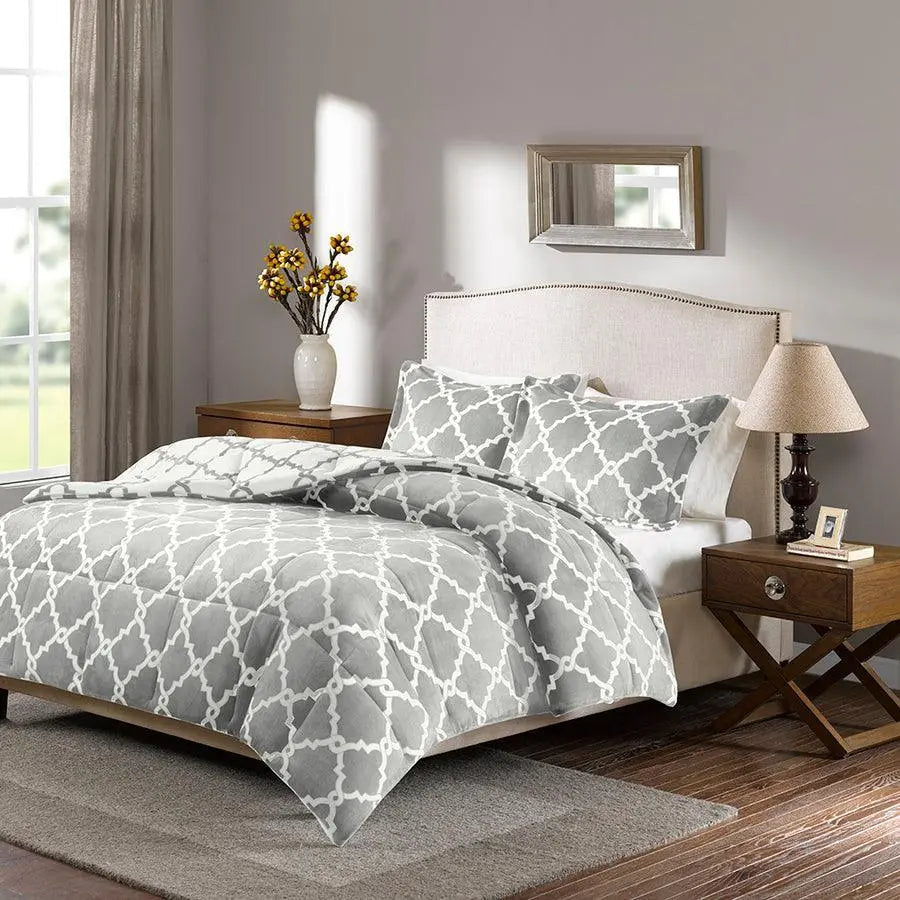 Peyton 20 " D Reversible Plush Comforter Mini Set Gray Twin