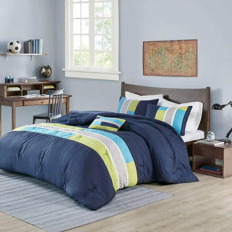 Pipeline 26 " W Comforter Set Navy Full/Queen