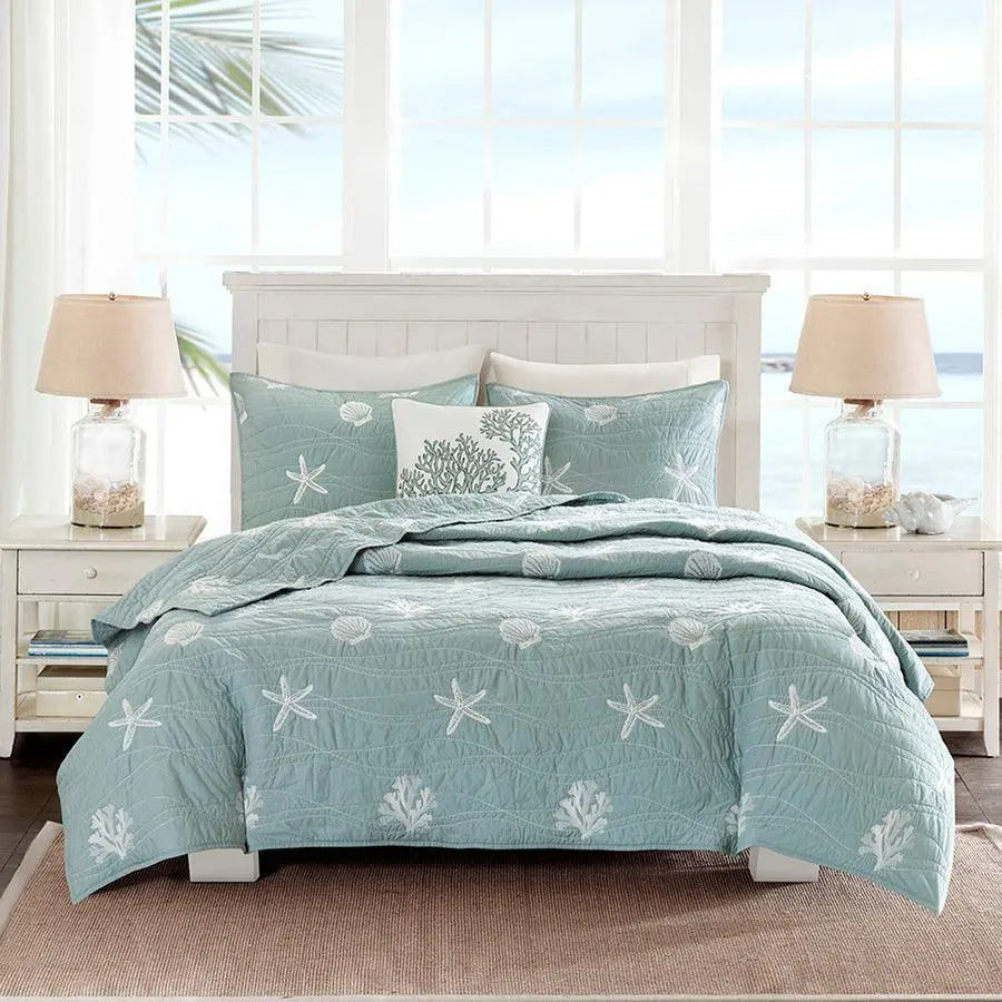 Seaside Full/Queen 4 Piece Coverlet Set Seafoam