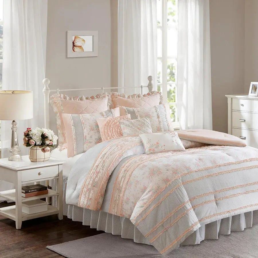 Serendipity Cotton Percale Comforter Set Coral Queen