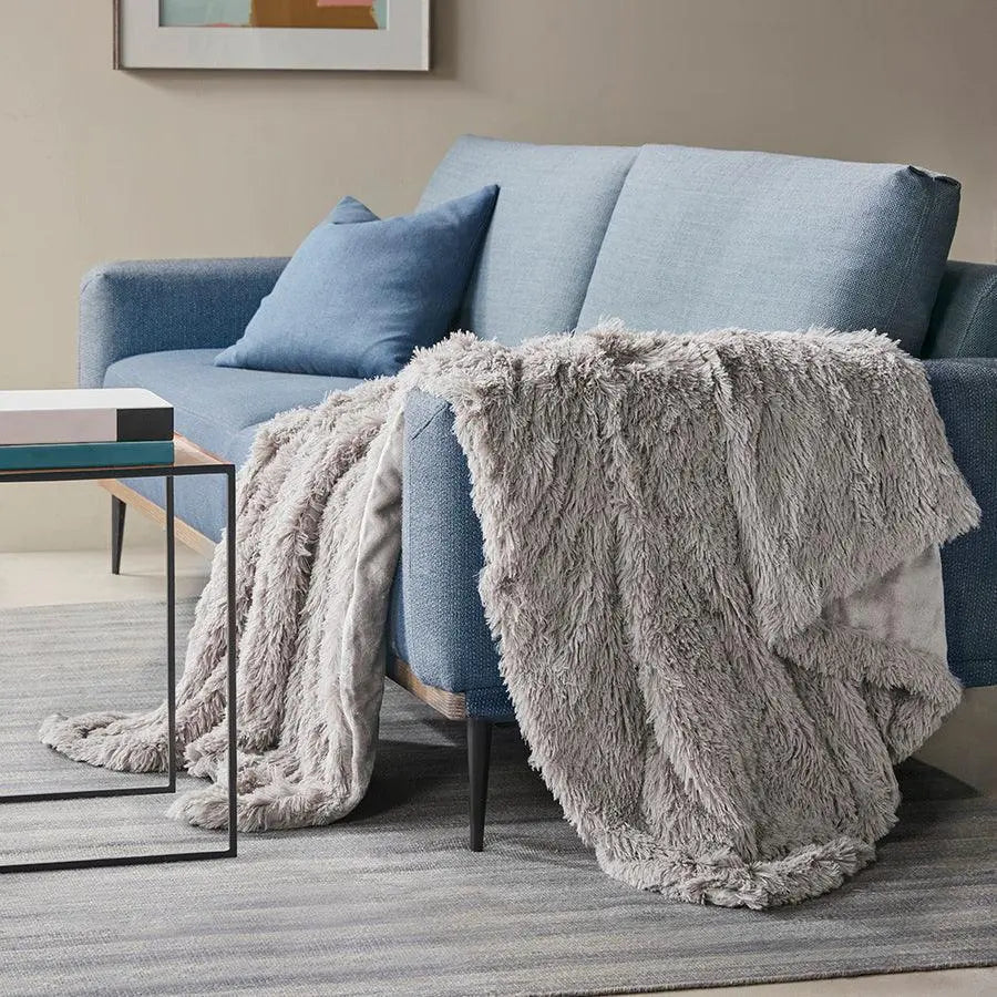 Shaggy Fur Weighted Blanket Grey BR51-3075
