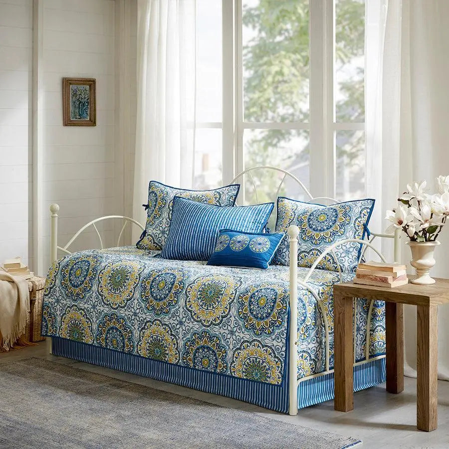 Tangiers Daybed 6 Piece Reversible Daybed Cover Set Blue