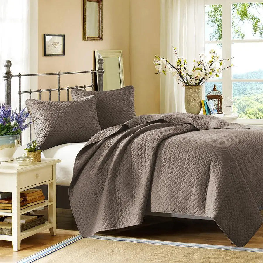 Velvet Queen Touch Coverlet Set Taupe