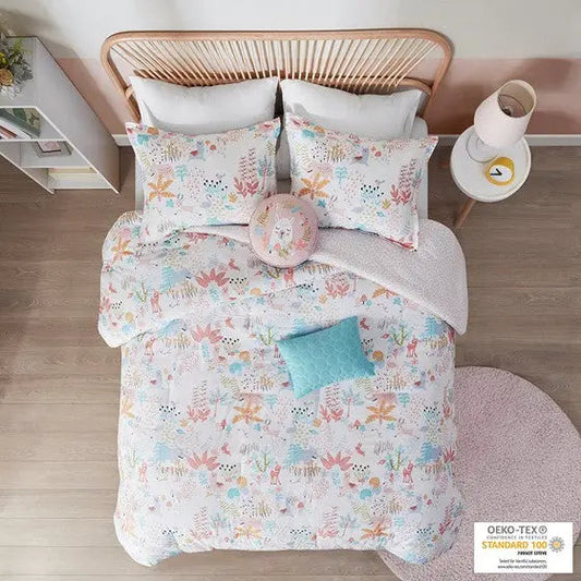 Woodland Animals Cotton Reversible Comforter Set Blush Twin