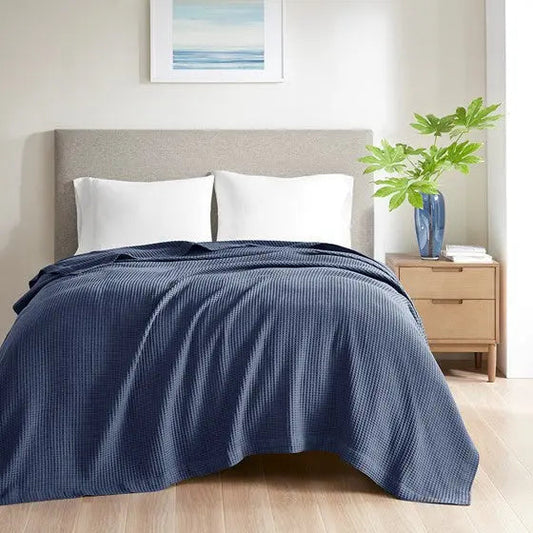 Cotton Blanket Indigo Twin