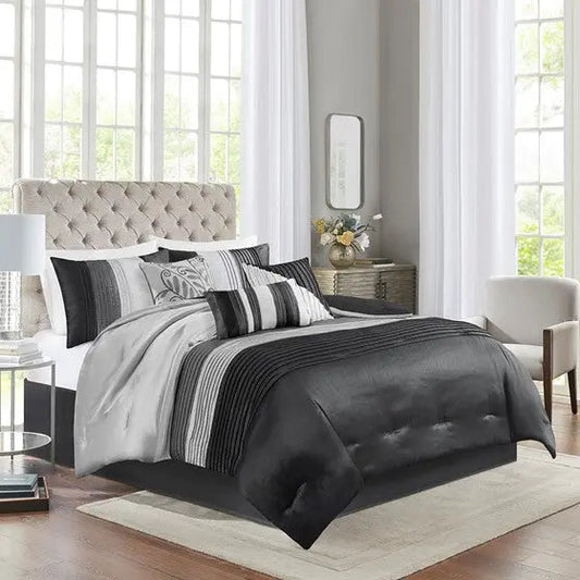 7 Piece Comforter Set Black Queen