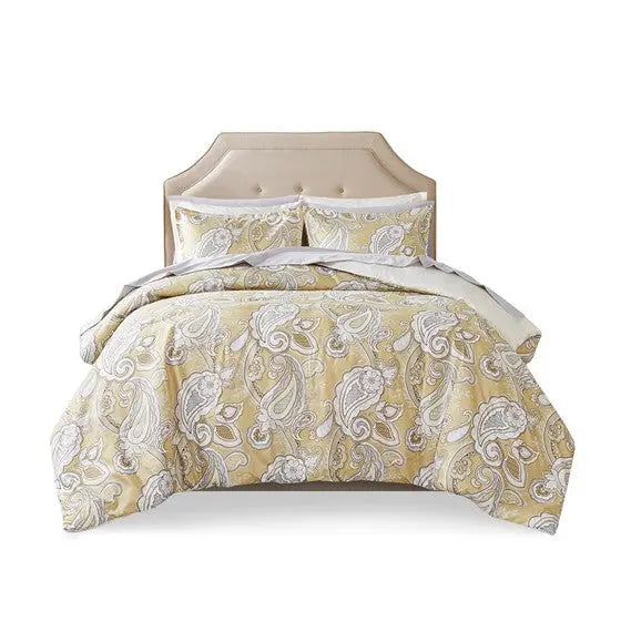 Paisley Print 9 Piece Comforter Set with Sheets Wheat King