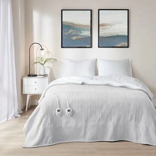 Heated Blanket Light Grey Twin