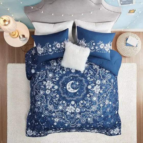 Celestial Comforter Set Navy Full/Queen