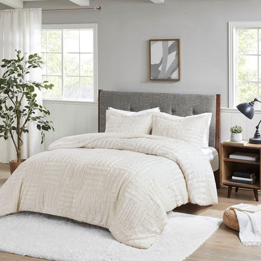 Fur Down Alternative Comforter Mini Set Ivory Twin