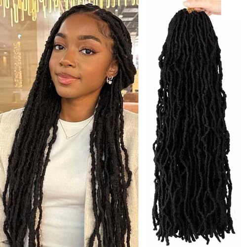 Datuoda 24 Inch Soft Locs Crochet Hair Pre looped 6 Packs Goddess Loc Hair Crochet Braids Faux Locs Crochet Hair for Black Women (24 Inch (Pack of 6), 1B#)