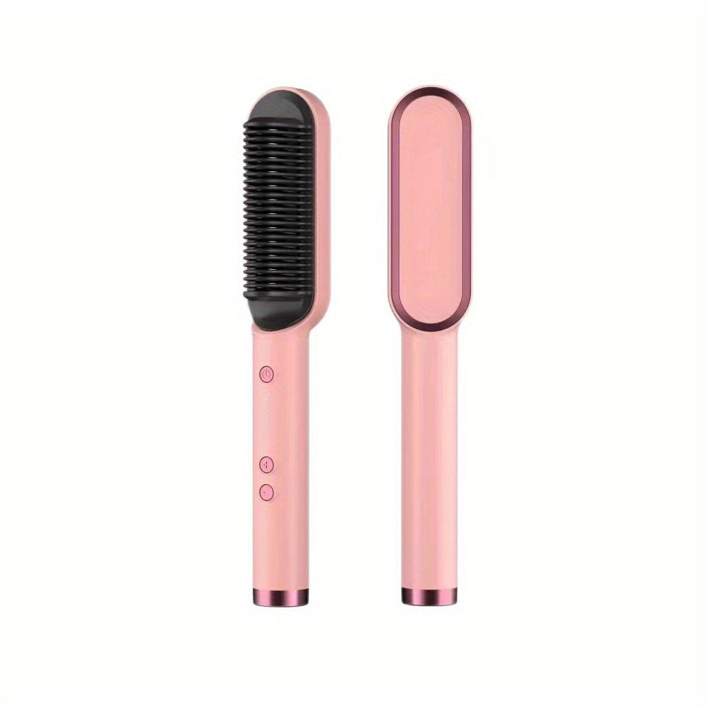 Hair Straightener Styling Comb, Hair Straightener Brush And Curler, Portable Electric Straightening Comb Fast Heating & Anti-Scald For Women