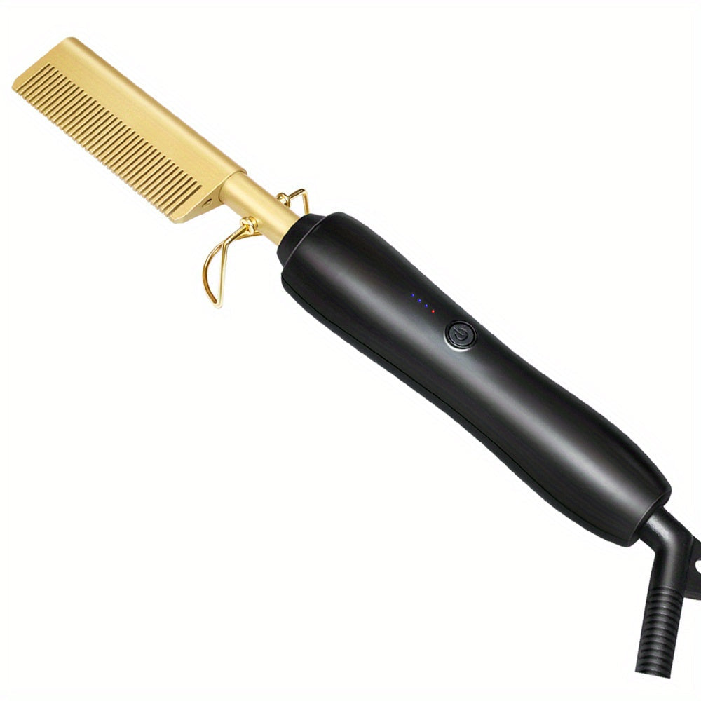 Hot Comb Hair Straightener: Ceramic Electric Heat Pressing Comb for Natural Black Hair, Wigs & Beards - Perfect Holiday Gift!