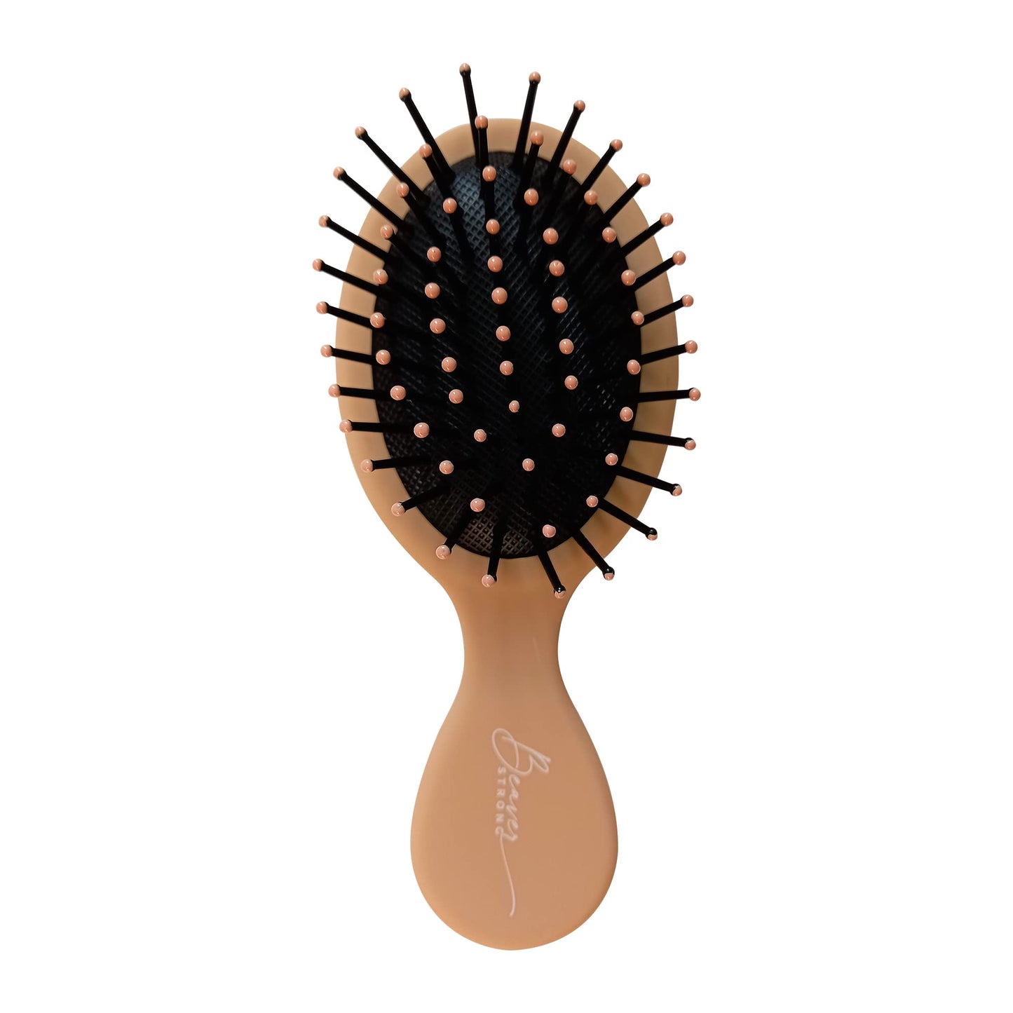 Essential Mini Hair Brush by BeaverStrong, Pocket-size Detangler Brush with Soft Bristles for Travel, Toddlers, Kids, Teens (Light Peach)