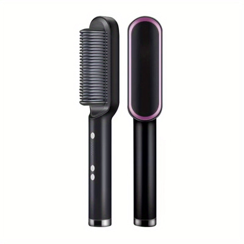 Hair Straightener Styling Comb, Hair Straightener Brush And Curler, Portable Electric Straightening Comb Fast Heating & Anti-Scald For Women