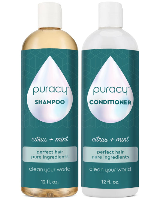 Puracy Shampoo and Conditioner Set, Sulfate-Free, Hair Stays Clean and Silky Longer with LexFeel N5, Color-Safe, 16 Ounce (2-Pack) (12 Fl Oz (Pack of 2))