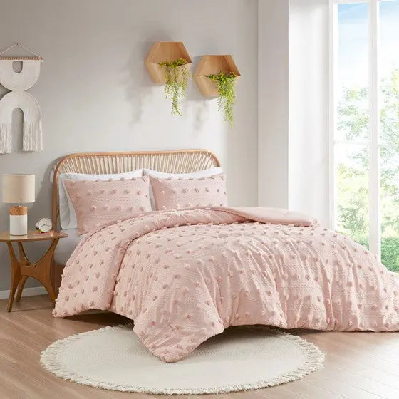 Clip Jacquard Comforter Set Pink Full/Queen