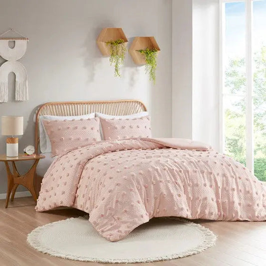Clip Jacquard Comforter Set Pink Full/Queen