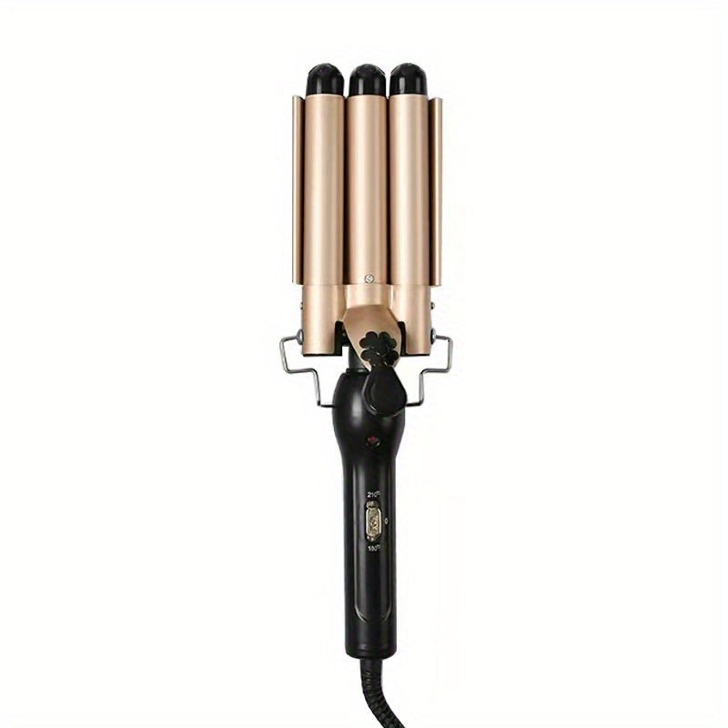 3-tube Curling Iron Korean-style Water Ripple Hair Curler Two-speed Temperature Adjustment Ceramic Tourmaline Three-tube Portable Hair Iron Heats Quickly