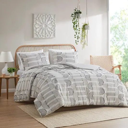 Clip Jacquard Comforter Set Grey Twin XL