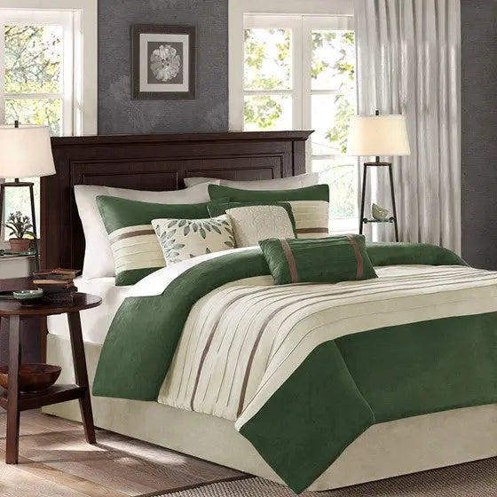 7 Piece Comforter Set Green Queen