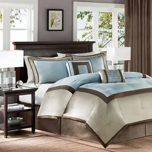 7 Piece Comforter Set Blue Cal King