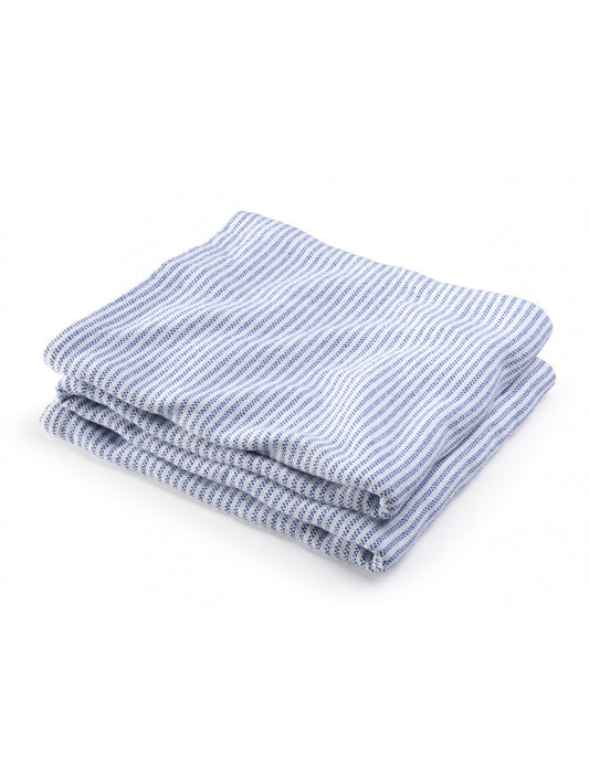 Brahms Mount Twin Winslow Ticking Stripe Blanket Baja Blue Weston Table