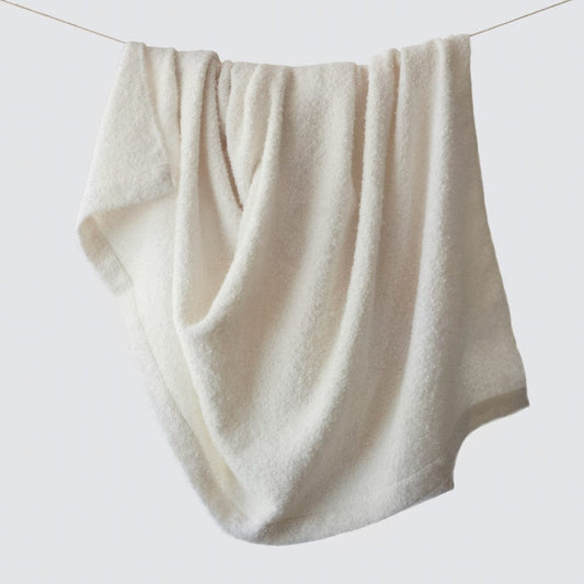 boucle throw, ivory